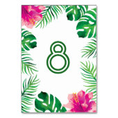 ピンクのハイビスカスとトロピカルな葉 テーブルナンバー (裏面)