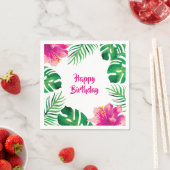 ピンクのハイビスカスとトロピカル離れ2パーティー スタンダードカクテルナプキン (インサイチュ)