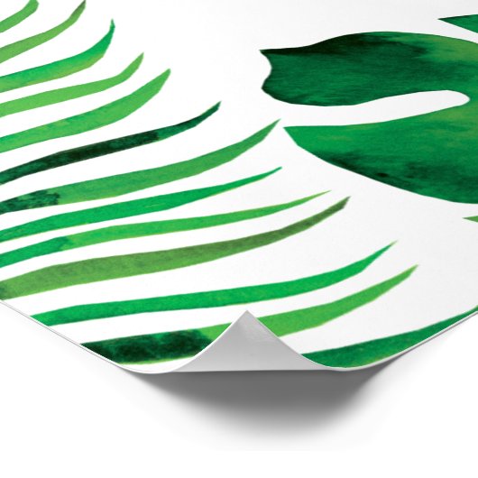 ピンクのハイビスカスと熱帯葉の結婚 ポスター (角)