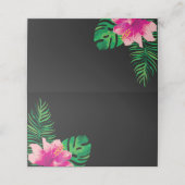 ピンクのハイビスカスと熱帯離れの プレイスカード (外部開封)