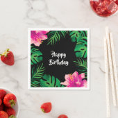 ピンクのハイビスカスと熱帯離れパーティー スタンダードカクテルナプキン (インサイチュ)