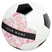 ピンクのハイビスカスと花+お名前 サッカーボール (3/4)