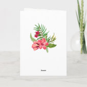 ピンクのハイビスカスと黒ストライプ色のグラデーション カード (裏面)