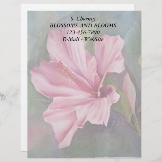 ピンクのハイビスカスのカスタマイズ可能なレターヘッド レターヘッド (正面/裏面)