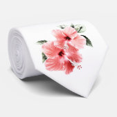 ピンクのハイビスカスのタイ ネクタイ (ロール)