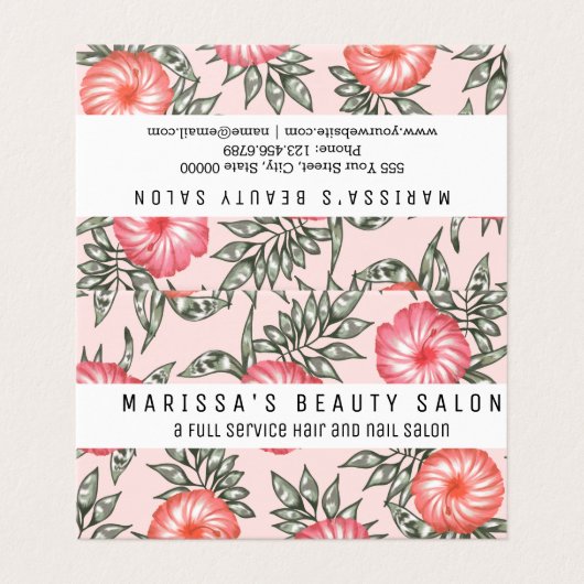 ピンクのハイビスカスのハワイの花模様 名刺 (外部フラット)