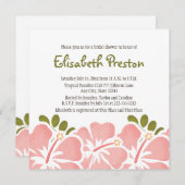 ピンクのハイビスカスのブライダルシャワー招待状 招待状 (正面/裏面)