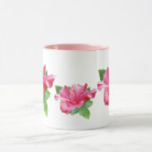 ピンクのハイビスカスのマグ マグカップ (中央)