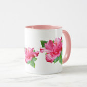 ピンクのハイビスカスのマグ マグカップ (正面右)