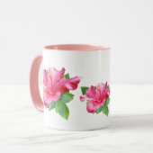 ピンクのハイビスカスのマグ マグカップ (正面左)