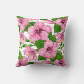 ピンクのハイビスカスの水彩模様 クッション (裏面)