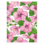 ピンクのハイビスカスの水彩模様 テーブルクロス (正面)