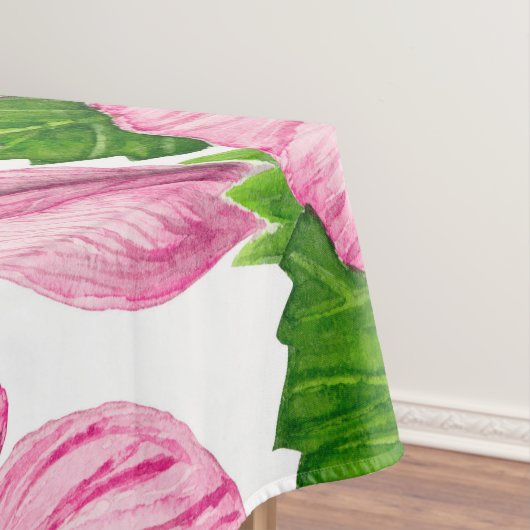 ピンクのハイビスカスの水彩模様 テーブルクロス (インサイチュ)