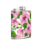 ピンクのハイビスカスの水彩模様 フラスク (右)