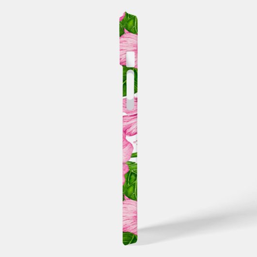 ピンクのハイビスカスの水彩模様 Case-Mate iPhoneケース (裏面 / 左)