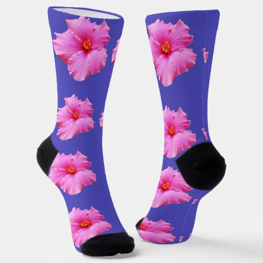ピンクのハイビスカスの花が紫に ソックス (傾斜あり)
