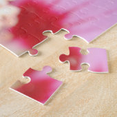 ピンクのハイビスカスの花とハニービーかわいい ジグソーパズル (側面)