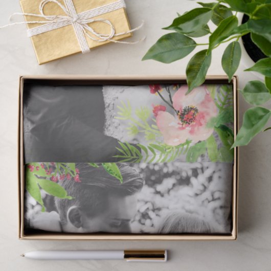 ピンクのハイビスカスの花のオーバーレイ あなただけの写真を追加 薄葉紙 (ギフト)