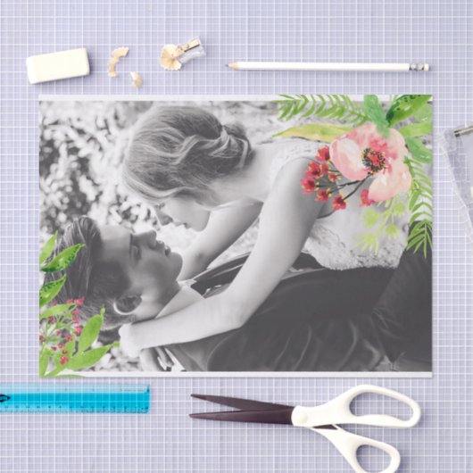 ピンクのハイビスカスの花のオーバーレイ あなただけの写真を追加 薄葉紙 (クラフト)