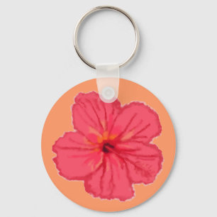 ピンクのハイビスカスの花のキーホルダー キーホルダー