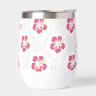 ピンクのハイビスカスの花のドットデザイン