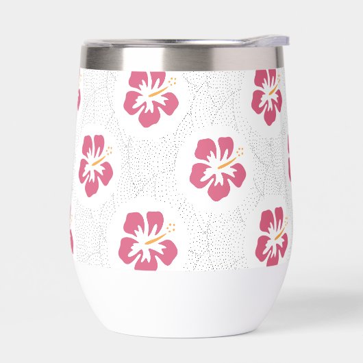 ピンクのハイビスカスの花のドットデザイン (左面)