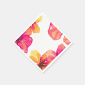 ピンクのハイビスカスの花のブライダルシャワーの招待状 スタンダードカクテルナプキン (角)