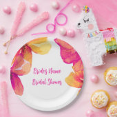 ピンクのハイビスカスの花のブライダルシャワーの招待状 ペーパープレート (パーティー)