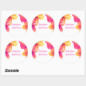 ピンクのハイビスカスの花のブライダルシャワーの招待状 ラウンドシール (シート)