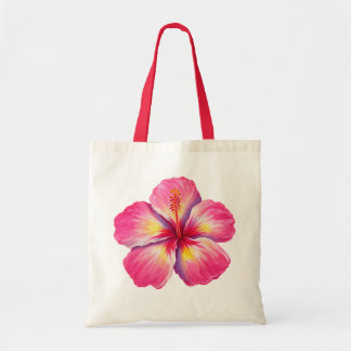 ピンクのハイビスカスの花トートバッグ トートバッグ