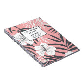 ピンクのハイビスカスの花パーソナライズされたレシピ ノートブック (右側)