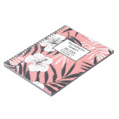 ピンクのハイビスカスの花パーソナライズされたレシピ ノートブック (左側)