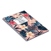 ピンクのハイビスカスの花パーソナライズされたレシピ ノートブック (右側)