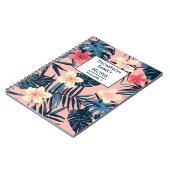 ピンクのハイビスカスの花パーソナライズされたレシピ ノートブック (左側)