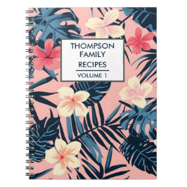 ピンクのハイビスカスの花パーソナライズされたレシピ ノートブック