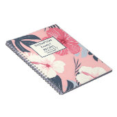 ピンクのハイビスカスの花パーソナライズされたレシピ ノートブック (右側)