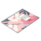 ピンクのハイビスカスの花パーソナライズされたレシピ ノートブック (左側)