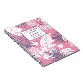 ピンクのハイビスカスの花パーソナライズされたレシピ ノートブック (右側)