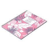 ピンクのハイビスカスの花パーソナライズされたレシピ ノートブック (左側)