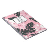 ピンクのハイビスカスの花パーソナライズされたレシピ ノートブック (右側)