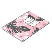 ピンクのハイビスカスの花パーソナライズされたレシピ ノートブック (左側)