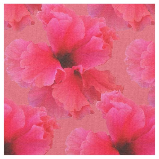 ピンクのハイビスカスの花柄の生地 ファブリック (クローズアップ)