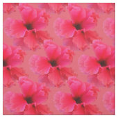 ピンクのハイビスカスの花柄の生地 ファブリック (見本)