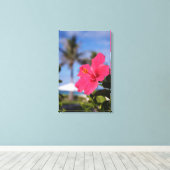 ピンクのハイビスカスの花 キャンバスプリント (インサイチュ (ウッドフロア))
