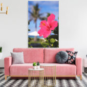 ピンクのハイビスカスの花 キャンバスプリント (インサイチュ (リビング))