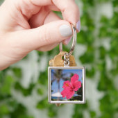 ピンクのハイビスカスの花 キーホルダー (手)