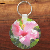 ピンクのハイビスカスの花 キーホルダー (正面)
