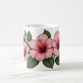 ピンクのハイビスカスの花 コーヒーマグカップ (中央)