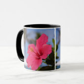 ピンクのハイビスカスの花 マグカップ (正面左)