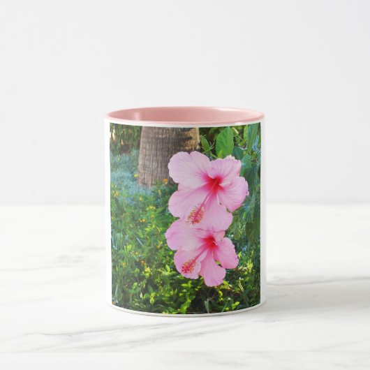 ピンクのハイビスカスの花 マグカップ (中央)